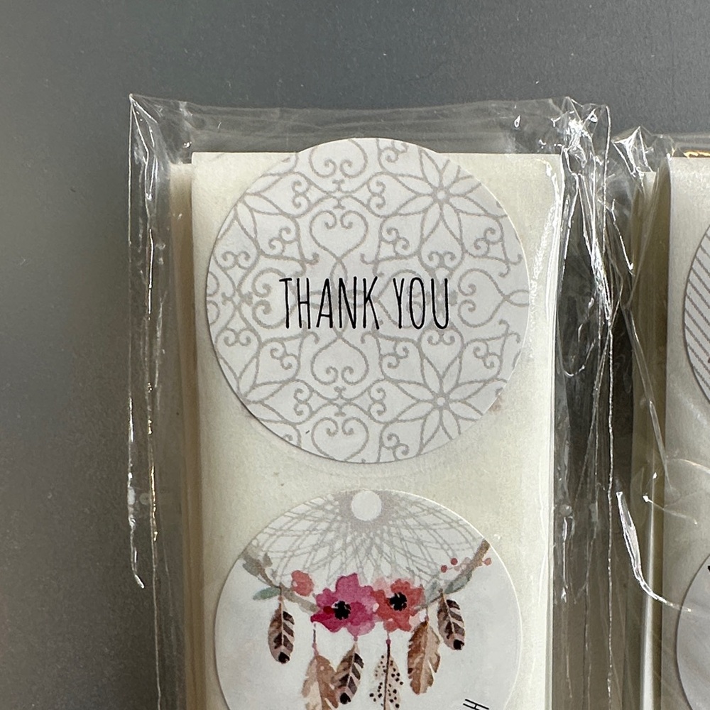 300  1 Inch Boho Floral Thank You Sticker Set - Picture 6 of 8